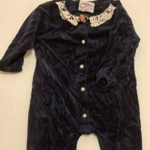 PLUM PUDDING Girls' Boutique Velour Romper ~ Sz 12-18m